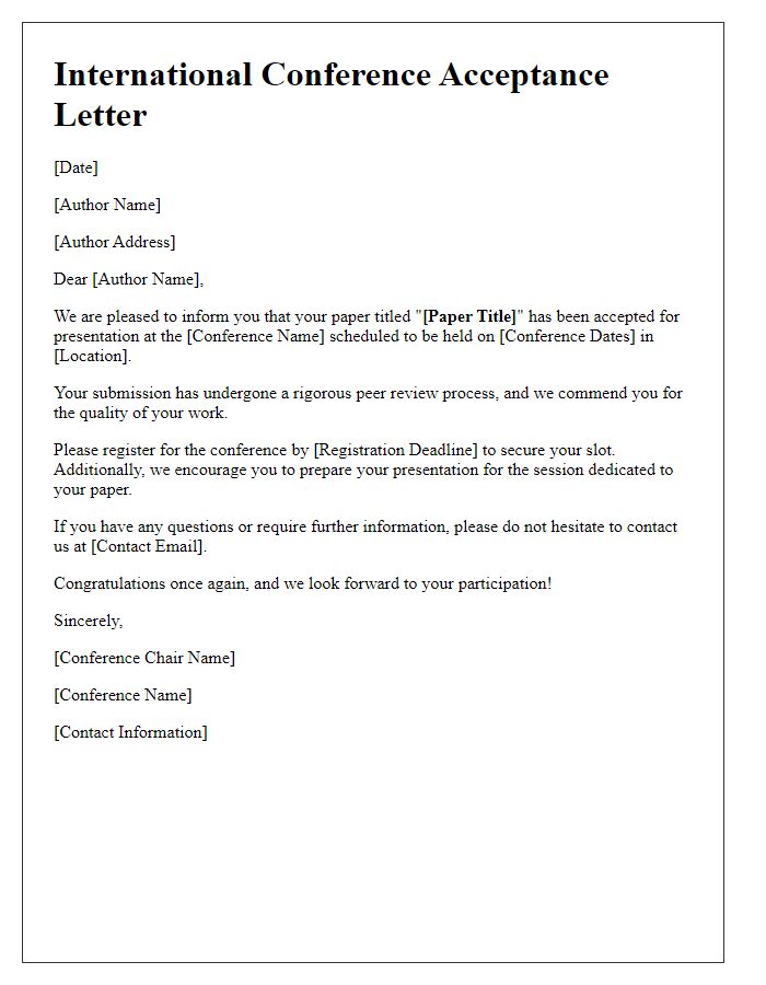 Letter template of acceptance for international conference papers