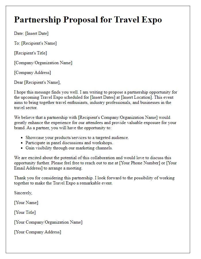 Letter template of travel expo partnership proposal