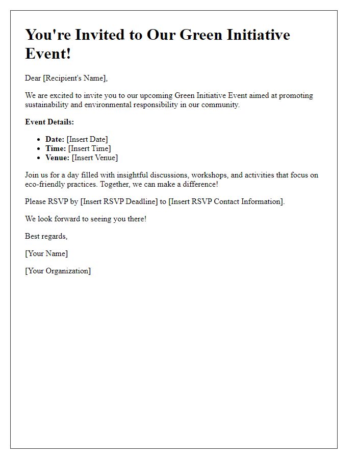 Letter template of green initiative event invitation