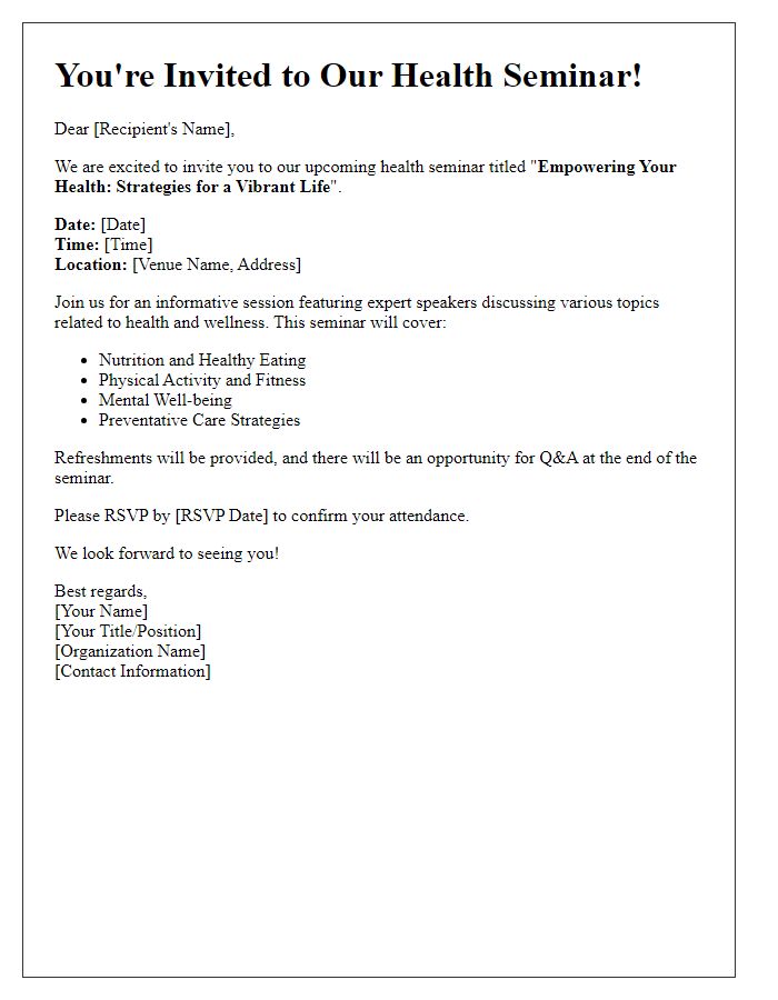 Letter template of health seminar invitation