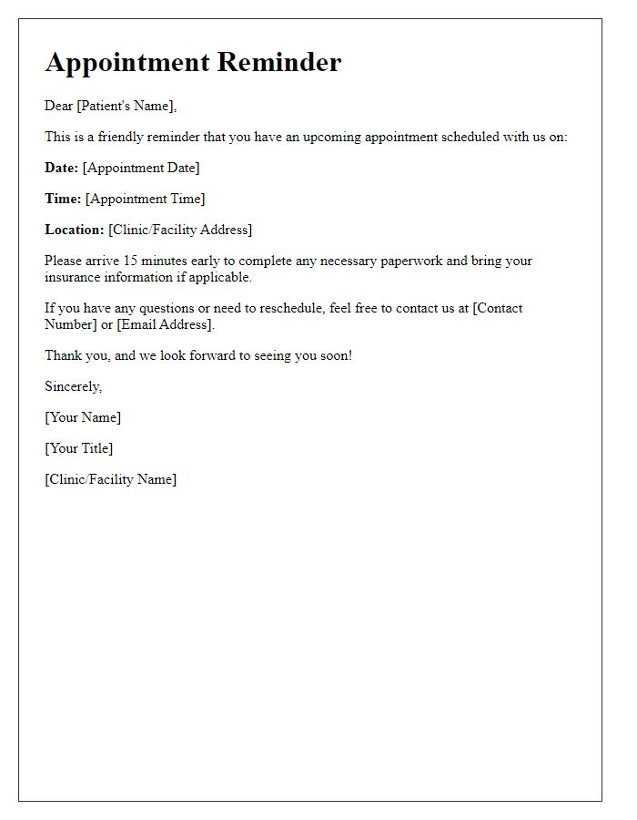 Letter template of follow-up appointment reminder for patients