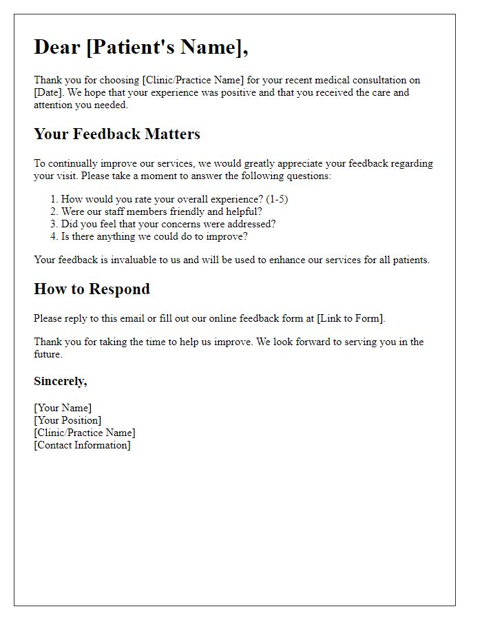 Letter template of patient opinion gathering after medical consultation