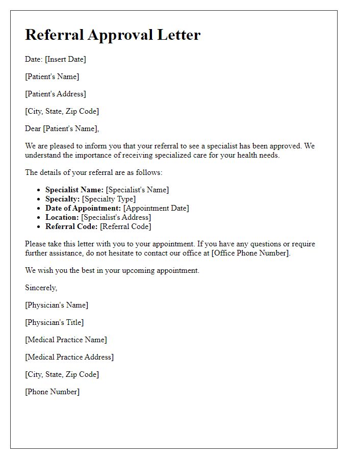 Letter template of approval for specialist referral