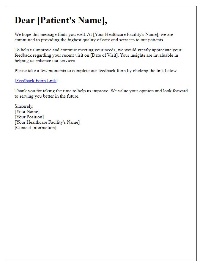 Letter template of Patient Feedback Collection Request