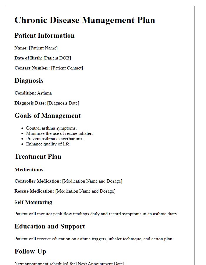 Letter template of Chronic Disease Management Plan for Asthma Treatment