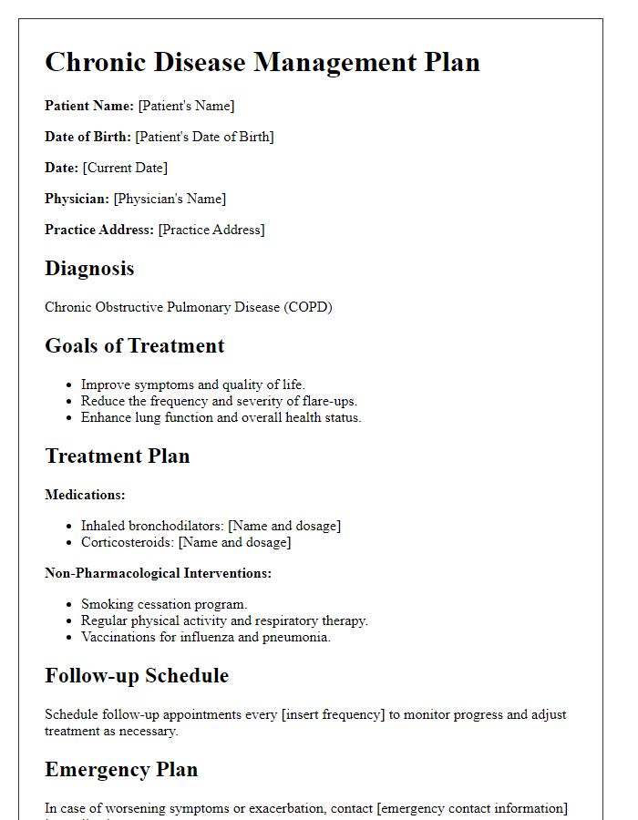 Letter template of Chronic Disease Management Plan for COPD Treatment