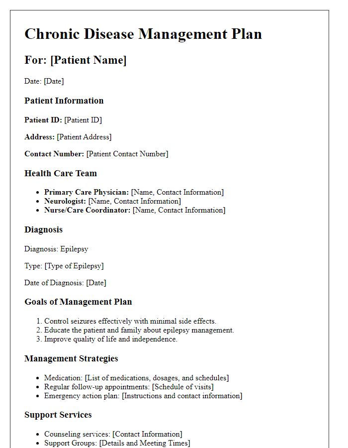 Letter template of Chronic Disease Management Plan for Epilepsy Care