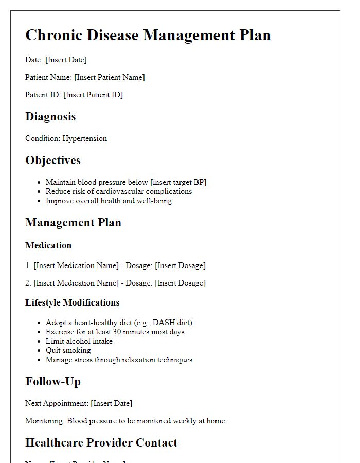 Letter template of Chronic Disease Management Plan for Hypertension Management