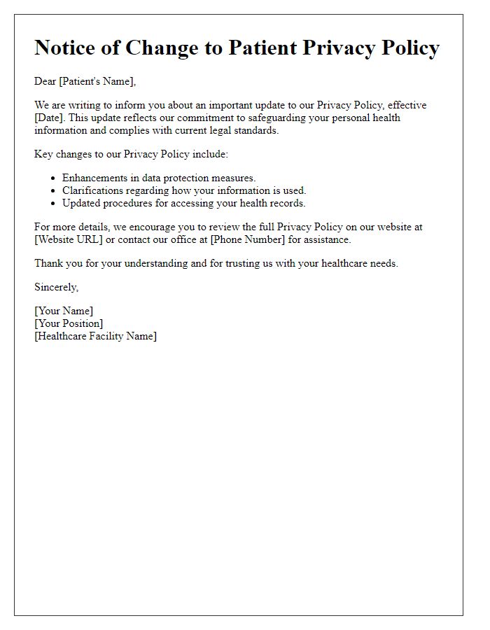 Letter template of patient privacy policy change