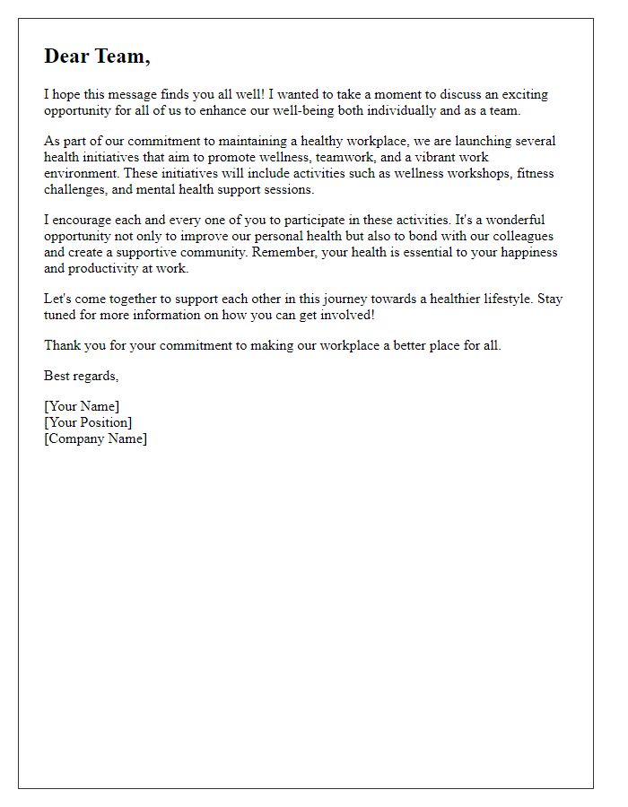 Letter template of encouragement to join workplace health initiatives