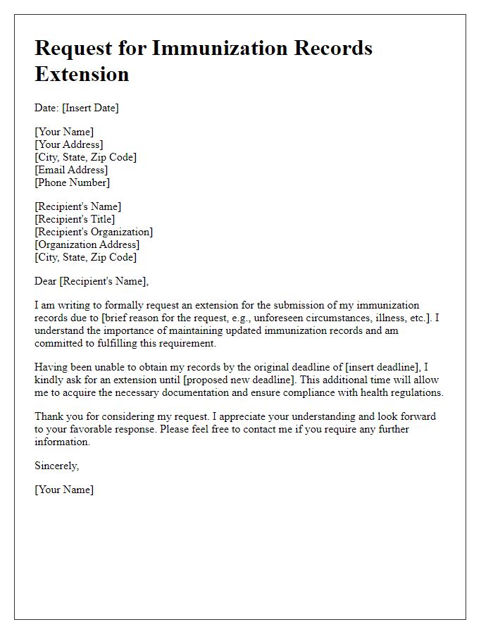 Letter template of request for immunization records extension