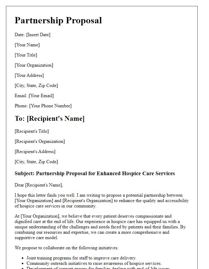 Letter template of hospice care services partnership proposal