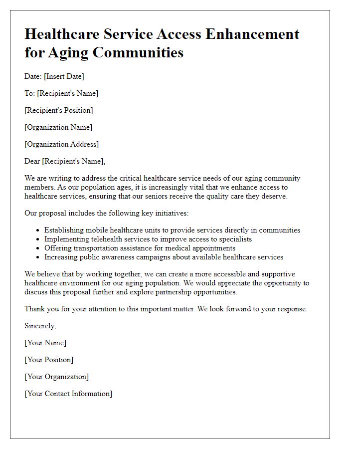 Letter template of healthcare service access enhancement for aging communities