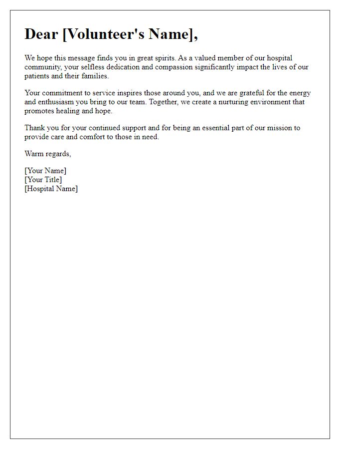 Letter template of salutation for inspiring hospital volunteers