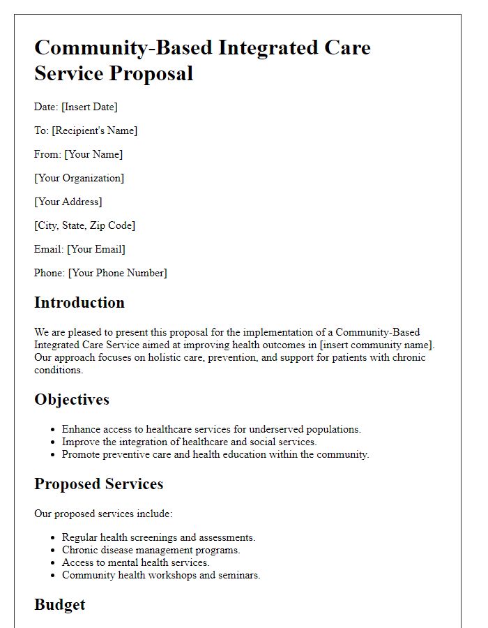 Letter template of community-based integrated care service proposal.