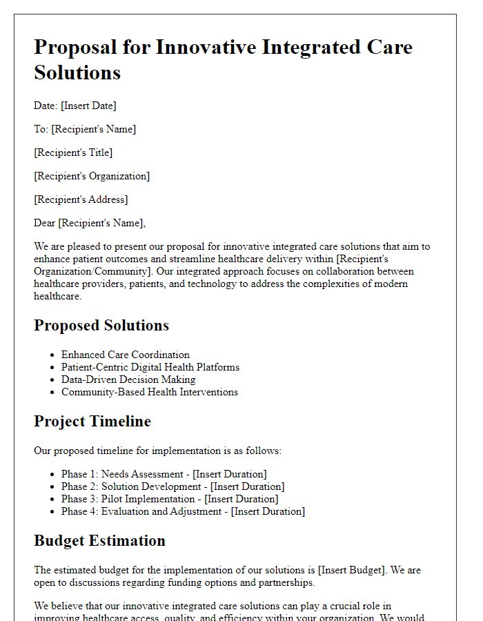 Letter template of innovative integrated care solutions proposal.