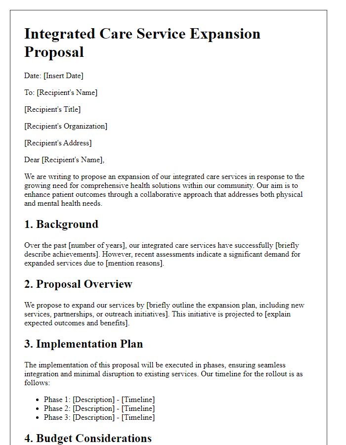 Letter template of integrated care service expansion proposal.