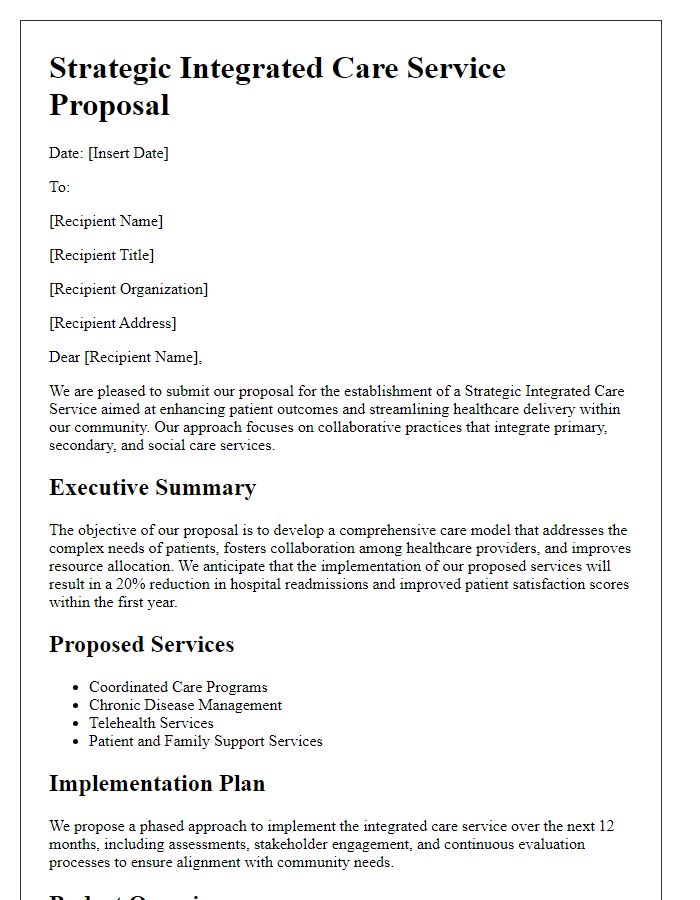 Letter template of strategic integrated care service proposal.