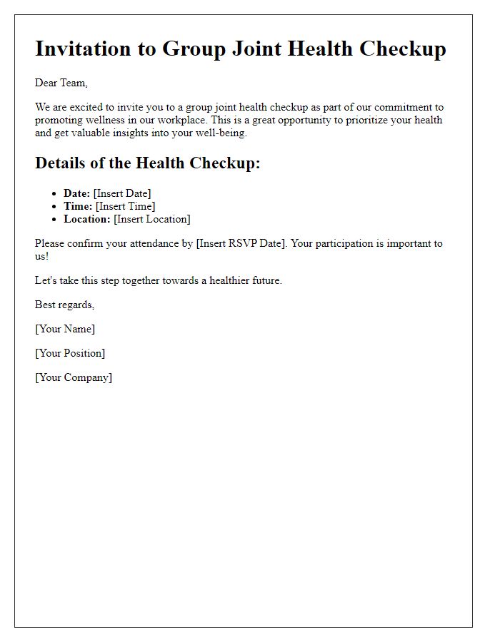 Letter template of group joint health checkup invitation