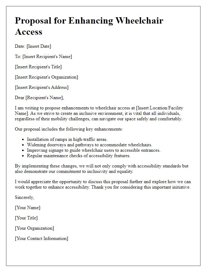 Letter template of proposals for enhancing wheelchair access