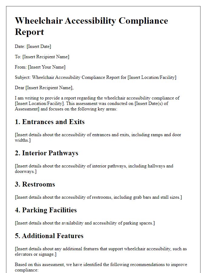 Letter template of wheelchair accessibility compliance report