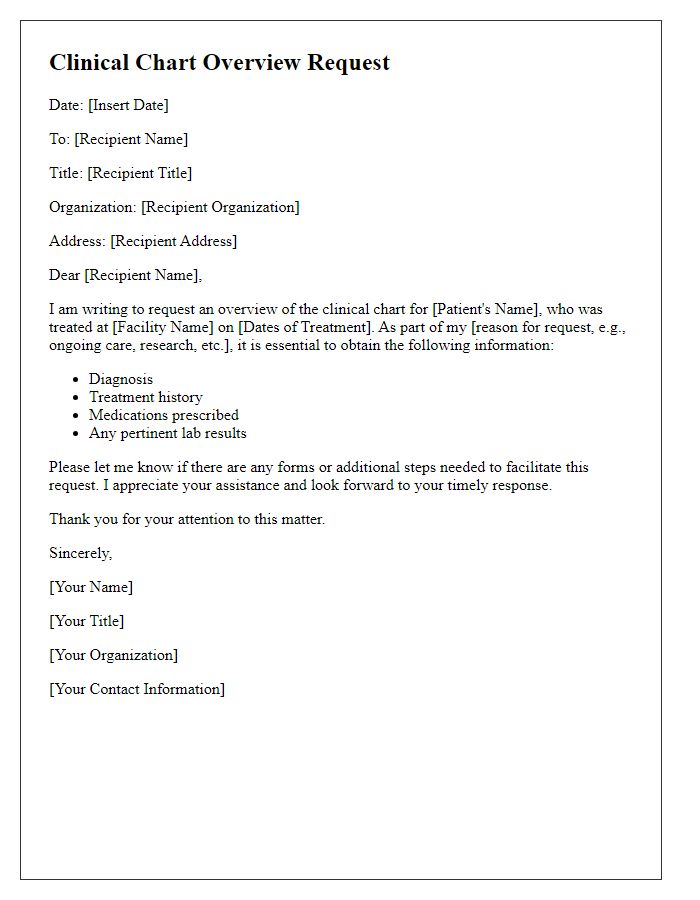 Letter template of clinical chart overview request