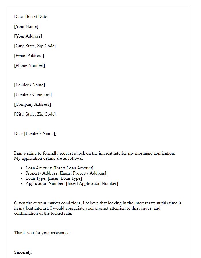 Letter template of interest rate lock request