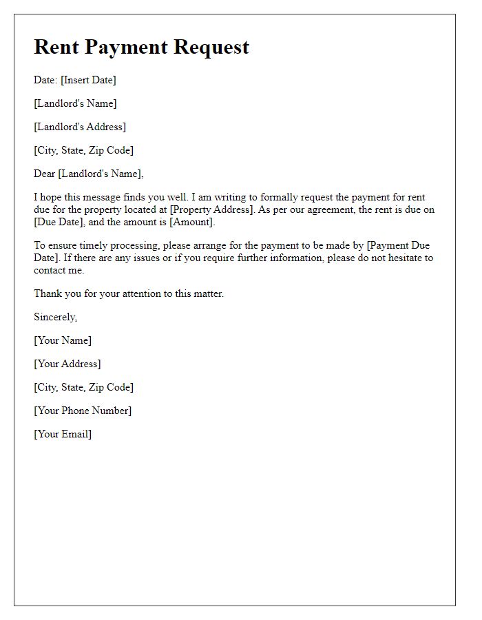 Letter template of official rent payment request