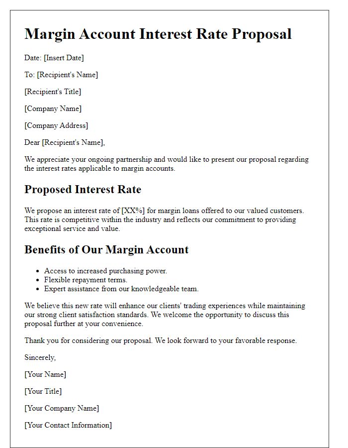 Letter template of margin account interest rate proposal