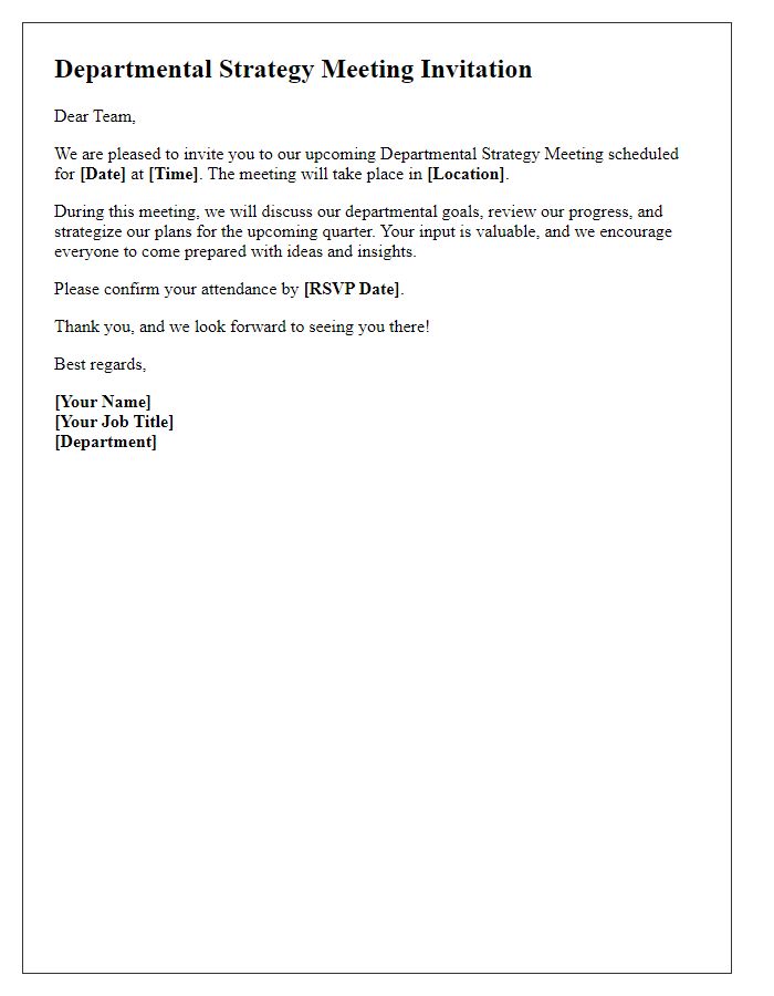 Letter template of departmental strategy meeting invitation.