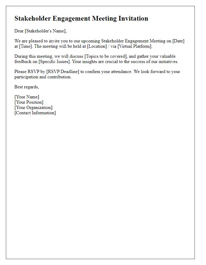 Letter template of stakeholder engagement meeting invitation.