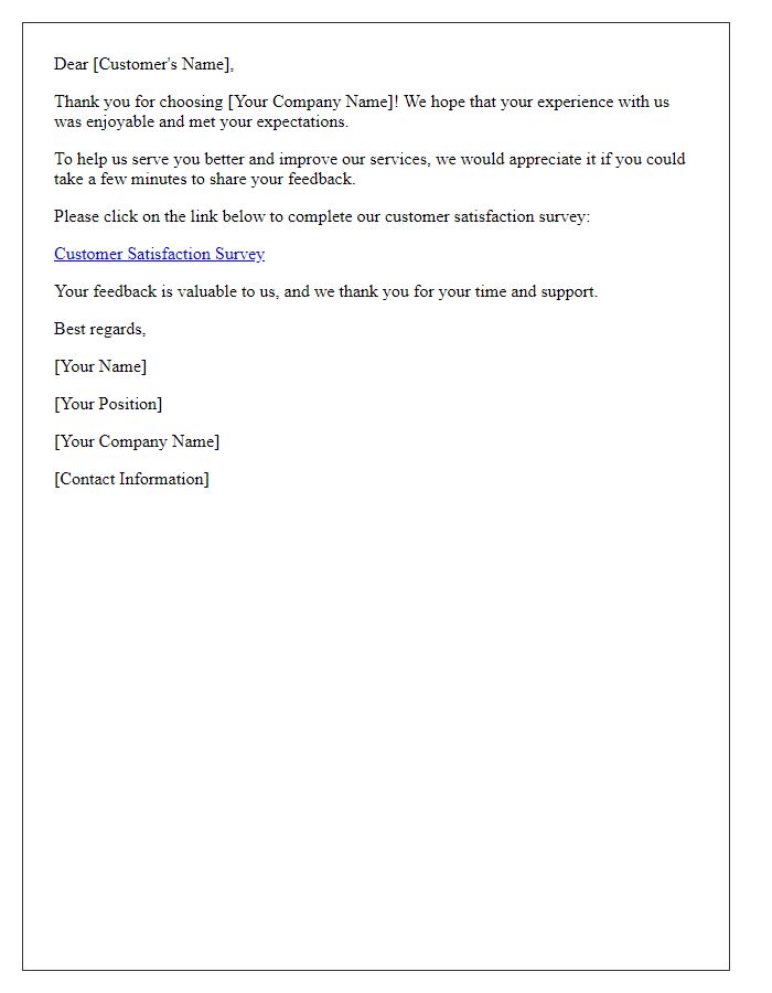 Letter template of customer satisfaction feedback request