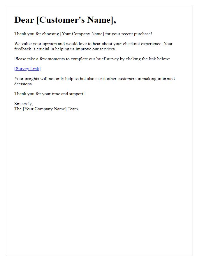 Letter template of Checkout Experience Review Request