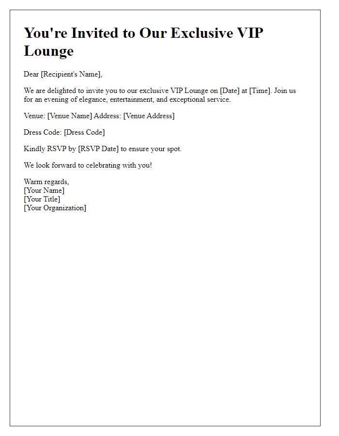 Letter template of VIP lounge invitation letter.