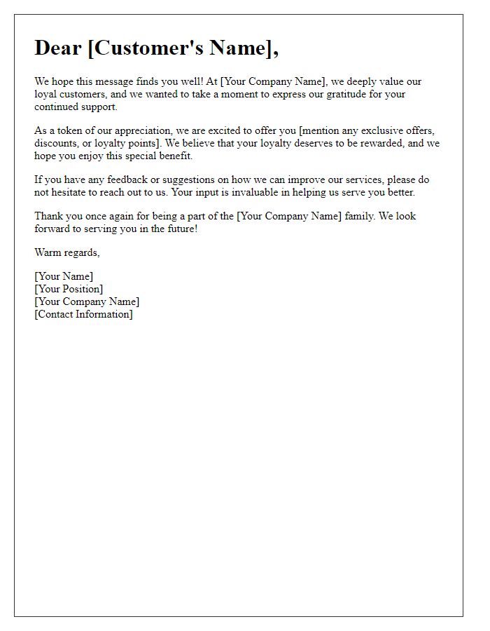 Letter template of customer service loyalty follow-up