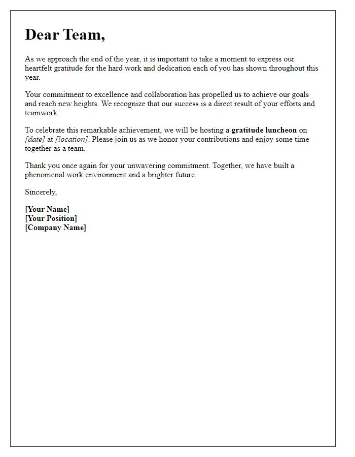 Letter template of workforce gratitude announcement