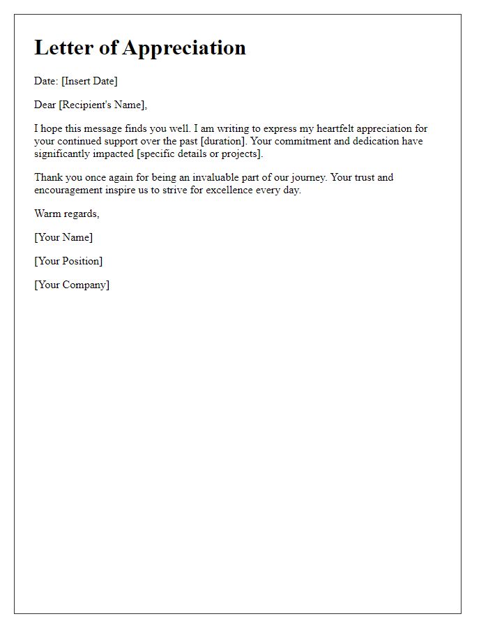 Letter template of appreciation for your continued support