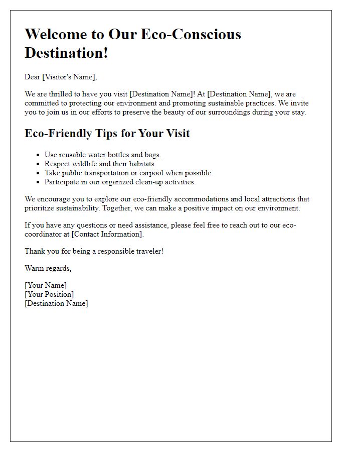 Letter template of Eco-Conscious Visitor Engagement