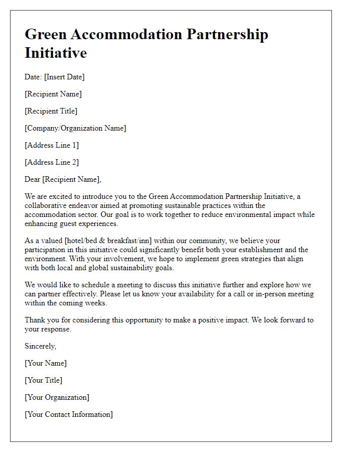 Letter template of Green Accommodation Partnership Initiative