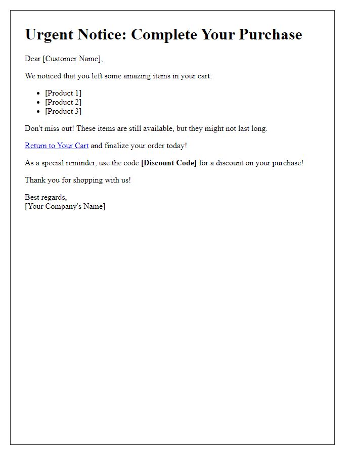Letter template of urgent cart recovery notice