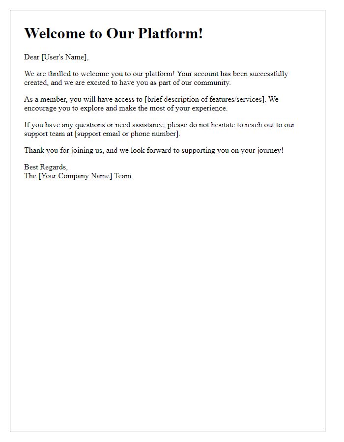 Letter template of welcome letter for joining our platform