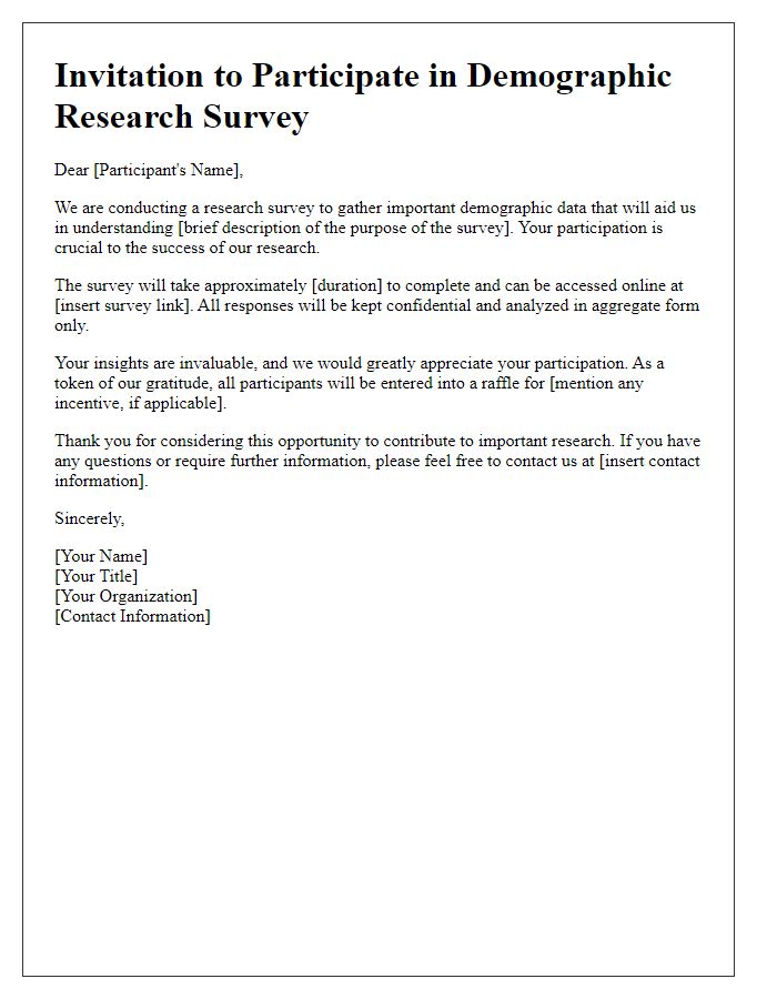 Letter template of prompt for engagement in demographic research survey.