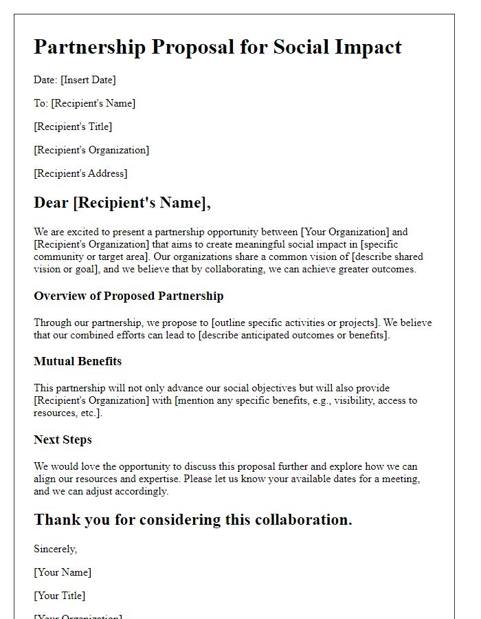 Letter template of partnerships for social impact