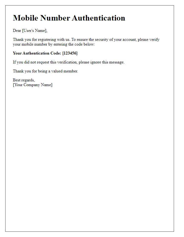 Letter template of mobile number authentication.