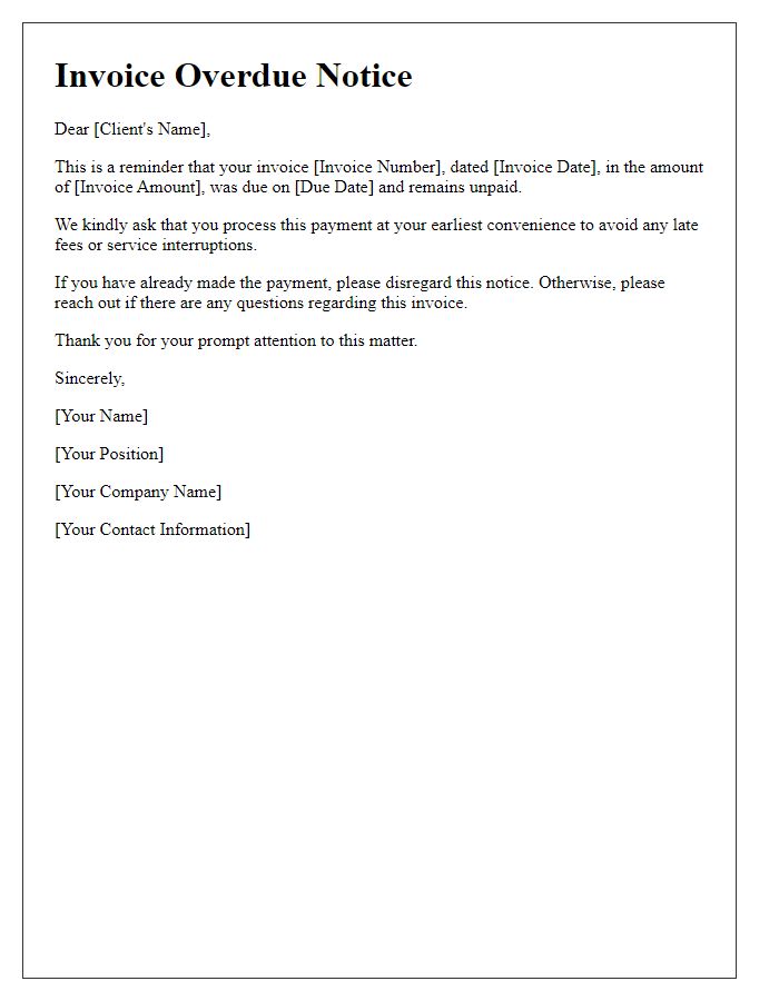 Letter template of invoice overdue communication