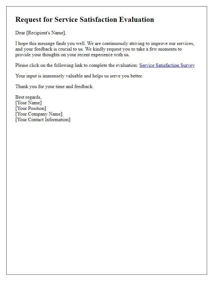 Letter template of request for service satisfaction evaluation