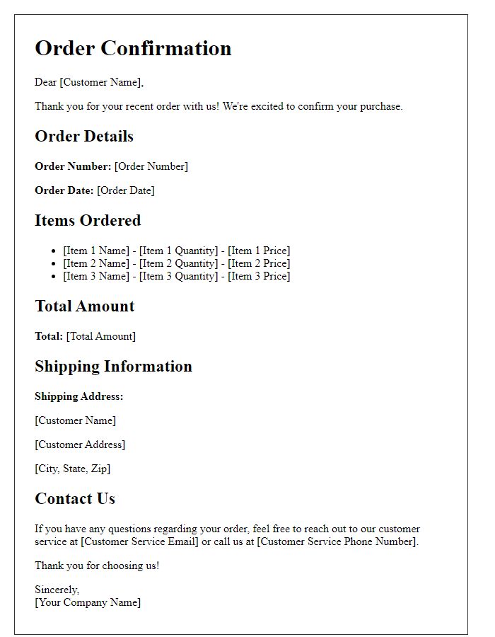 Letter template of guest checkout order confirmation