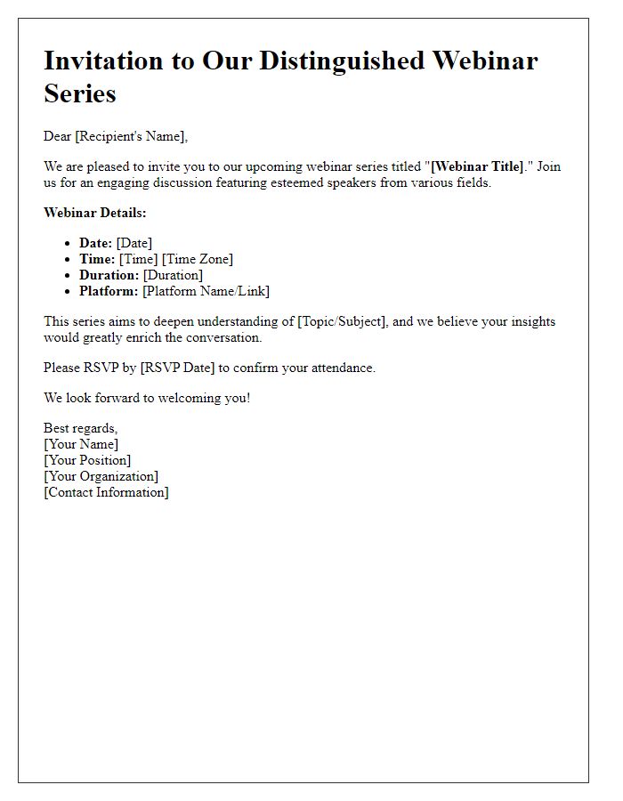 Letter template of invite for distinguished webinar series