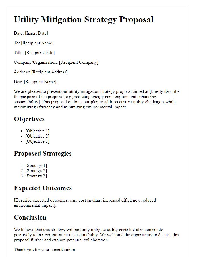 Letter template of utility mitigation strategy proposal