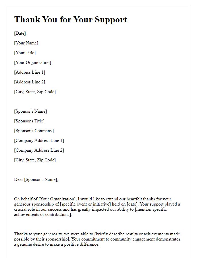 Letter template of thanks for corporate sponsorship contributions